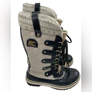 SOREL Tofino Holiday Silver Sage Lace-up Winter Snow Boots Women US Size 5 EU 36